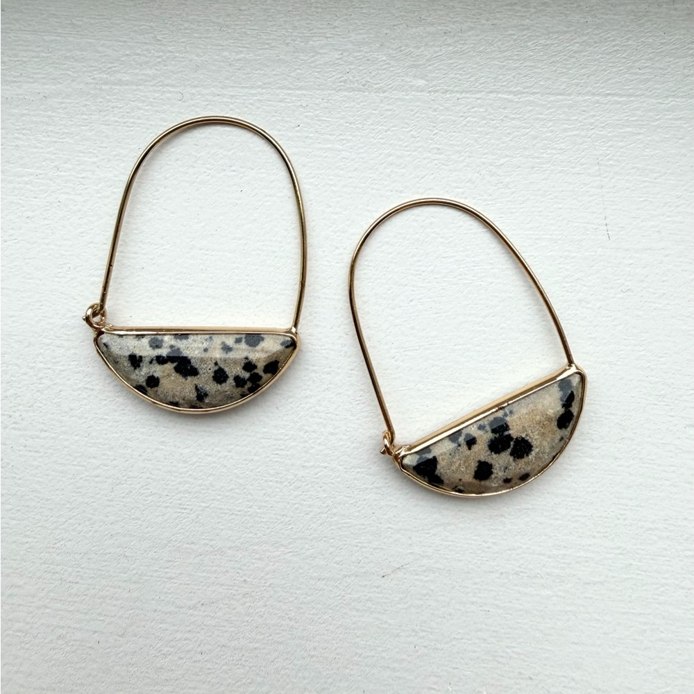 Anthropologie Dalmatian Jasper Stone Earrings